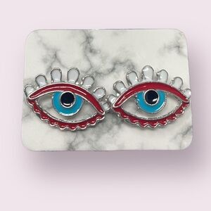 Red Evil Eye Gold Post Earrings